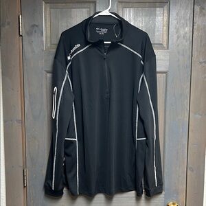 Men’s Columbia Black Quarter-Zip Pullover with White Contrast Piping